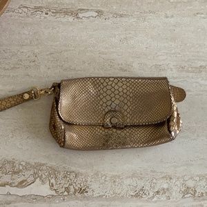 ABACO Metallic Gold Leather Clutch